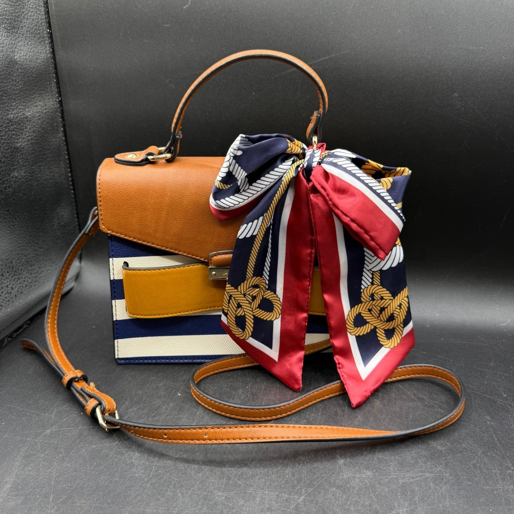 Aldo Byworth Crossbody Bag Womens Small Nautical Striped Scarf Patriotic - Picture 9 of 9